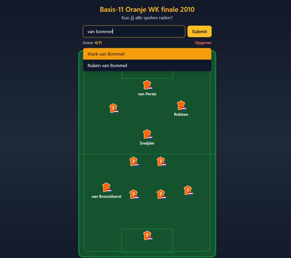 Starting 11 Quiz gameplay