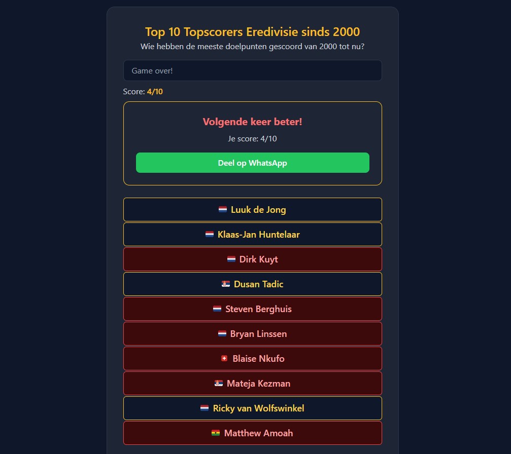 Top 10 Quiz gameplay